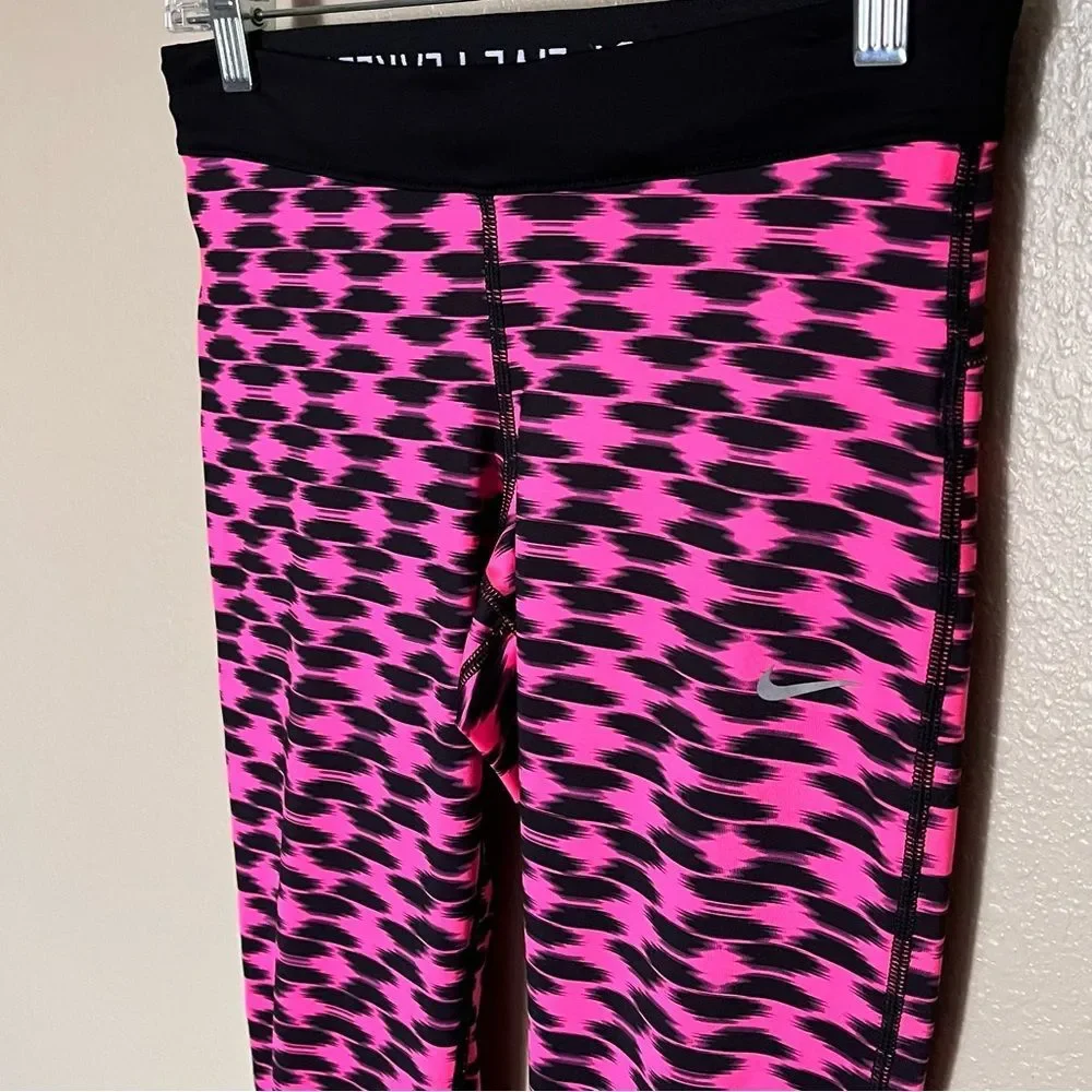 Nike Dri-Fit Run Fast Live Fearless Pink Black Print Athletic Leggings Size S